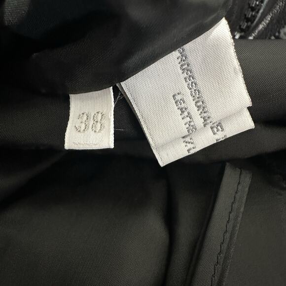 Miu Miu Black Leather Pencil Skirt 38 Blue Trim Italy Genuine Designer Midi Y2K - Picture 11 of 14